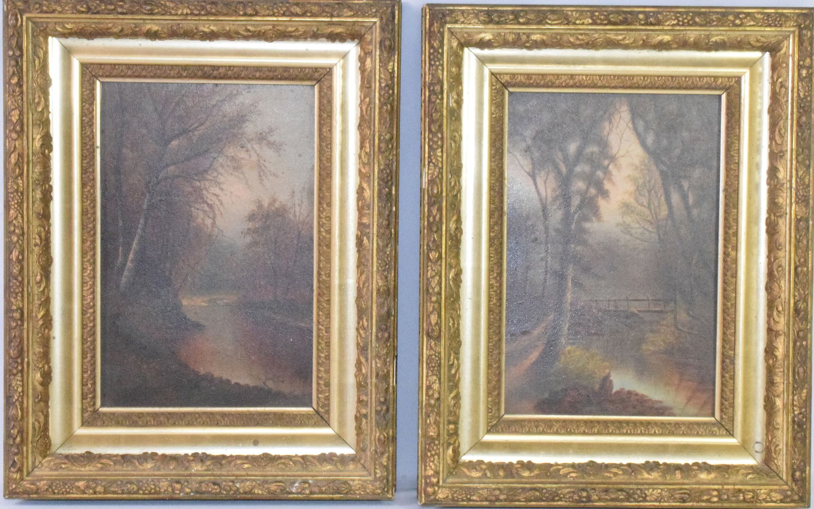 PAIR UNSIGNED AMERICAN LANDSCAPES OIL ON BOARD (1 of 4)