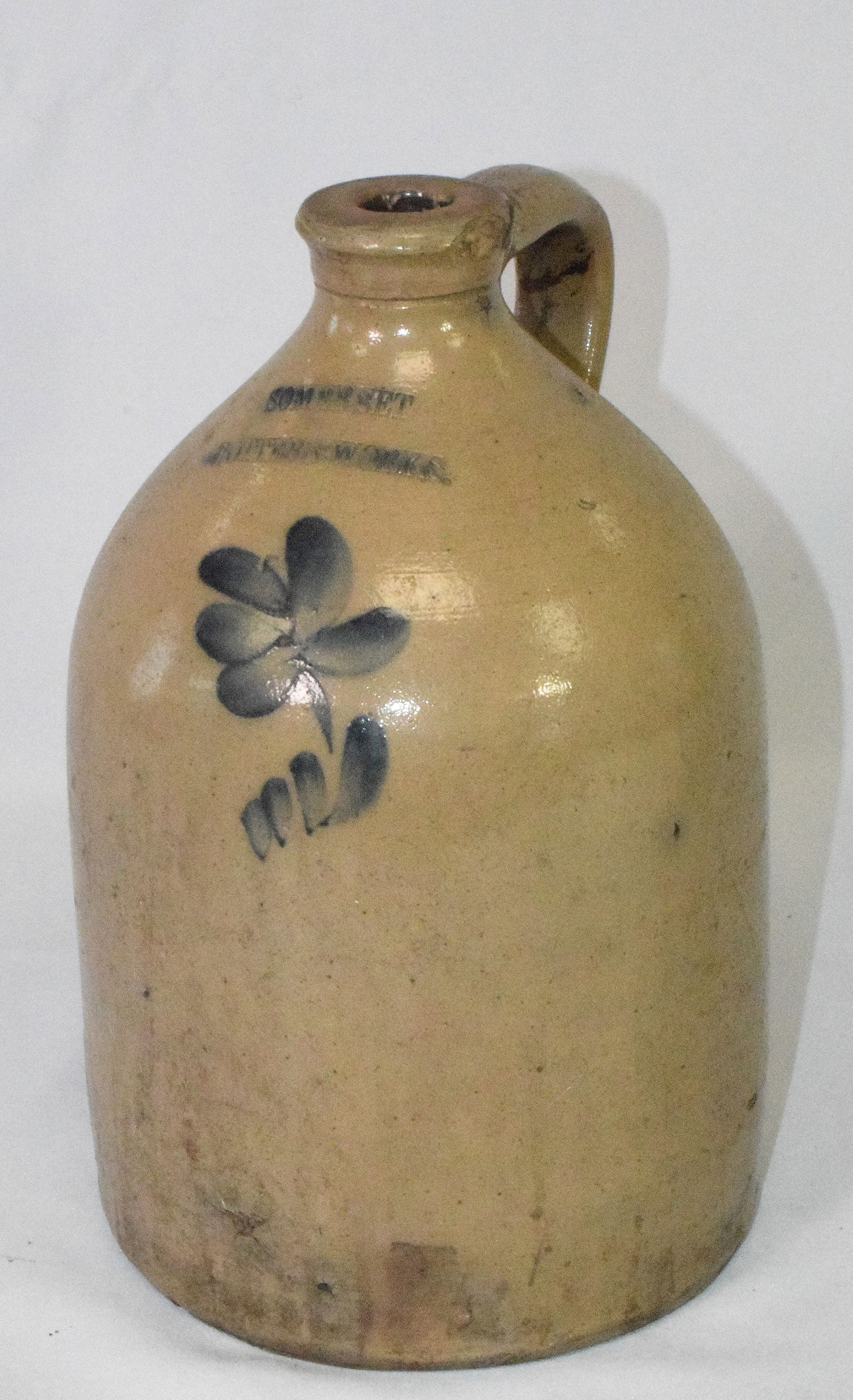 19TH C. SOMERSET STONEWARE JUG COBALT DECORATION (1 of 7)