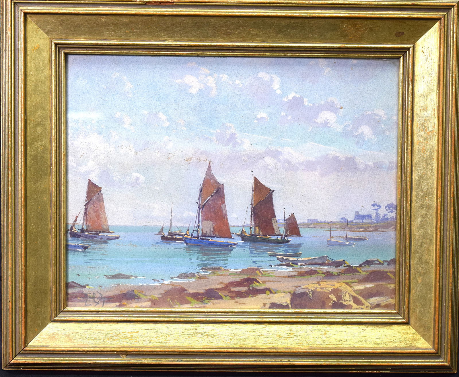 RHODE ISLAND SCHOOL WATERCOLOR SEASCAPE (1 of 6)