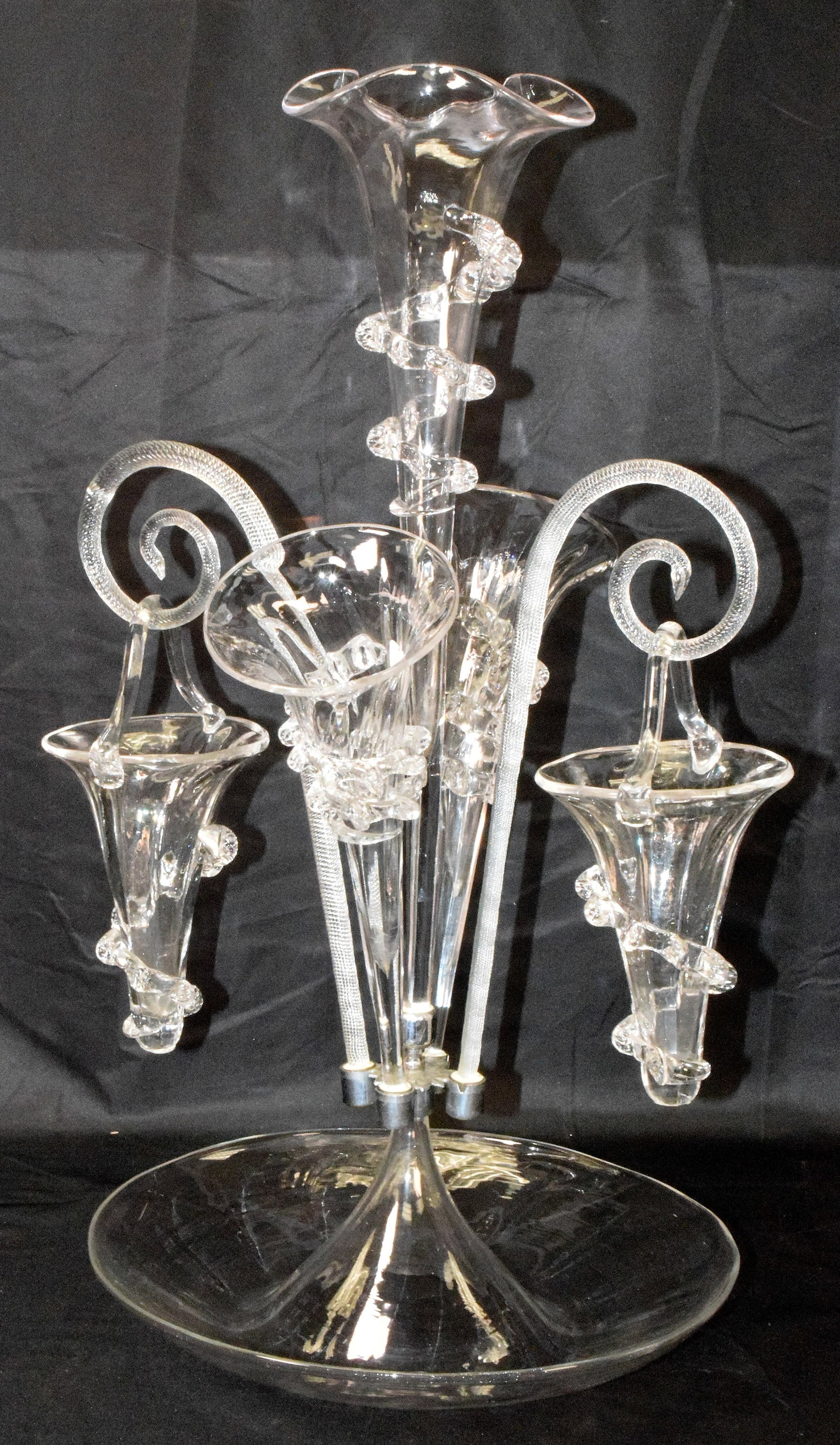 VICTORIAN CLEAR GLASS EPERGNE, LATE 19TH/20TH (1 of 4)