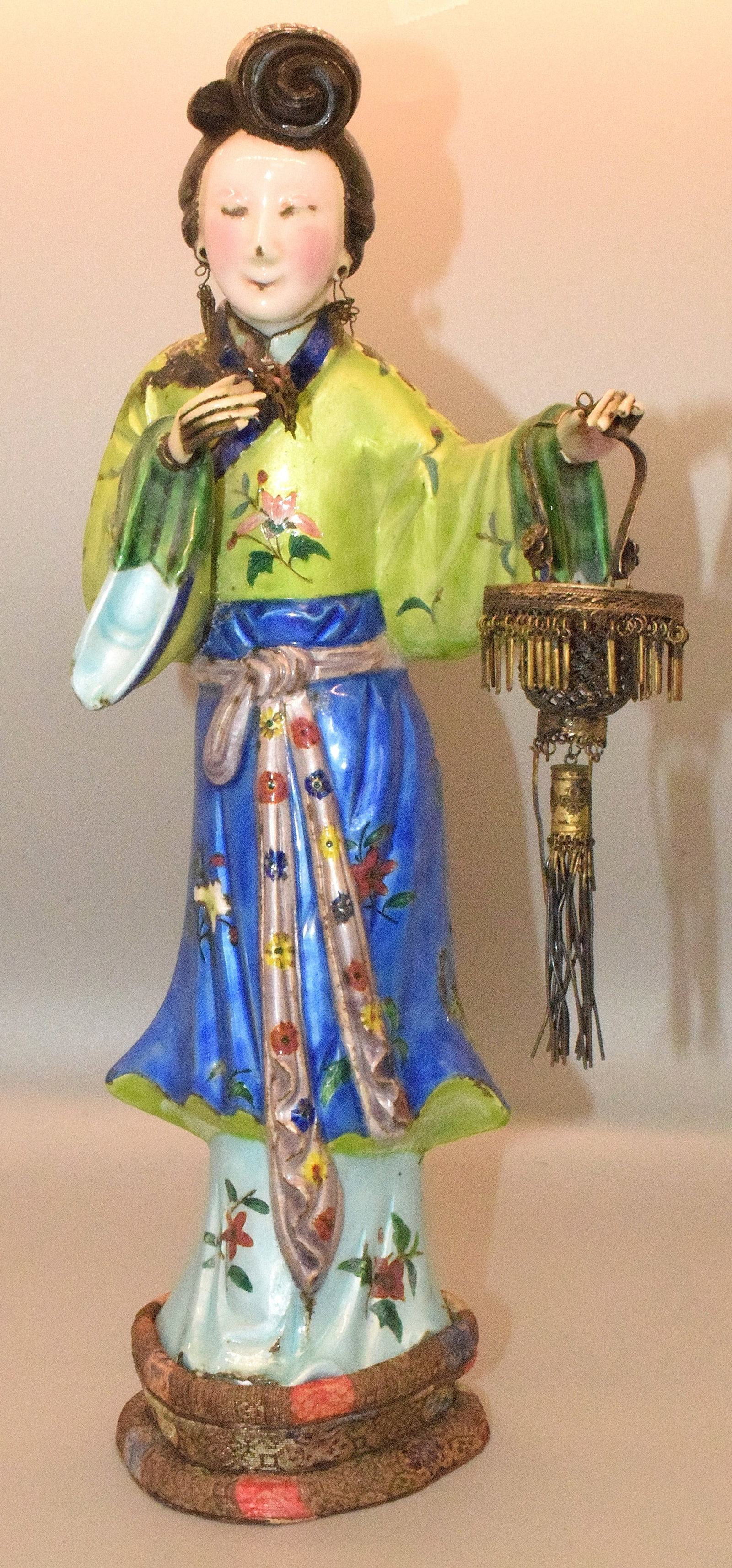 CHINESE SILVER ENAMAL STANDING FEMALE FIGURE (1 of 14)