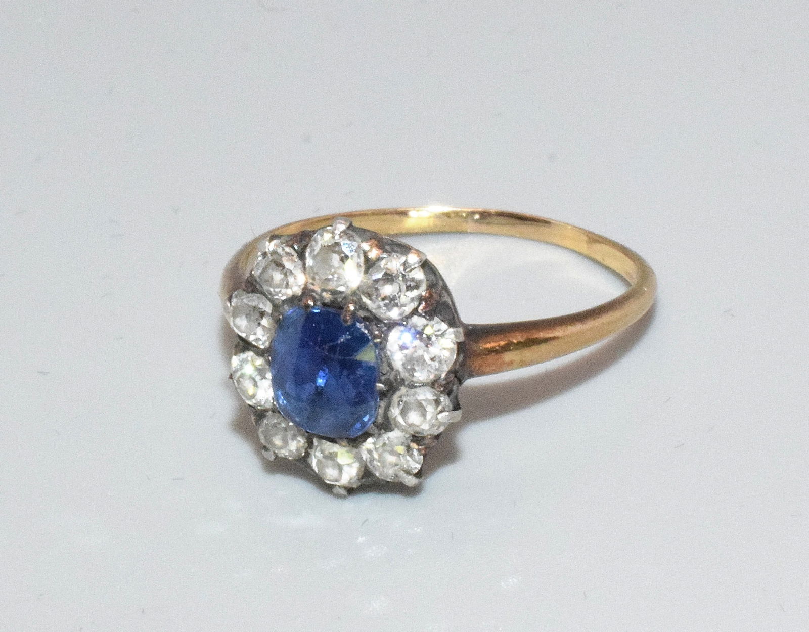 14K YELLOW GOLD SAPPHINE & DIAMOND HALO RING (1 of 3)