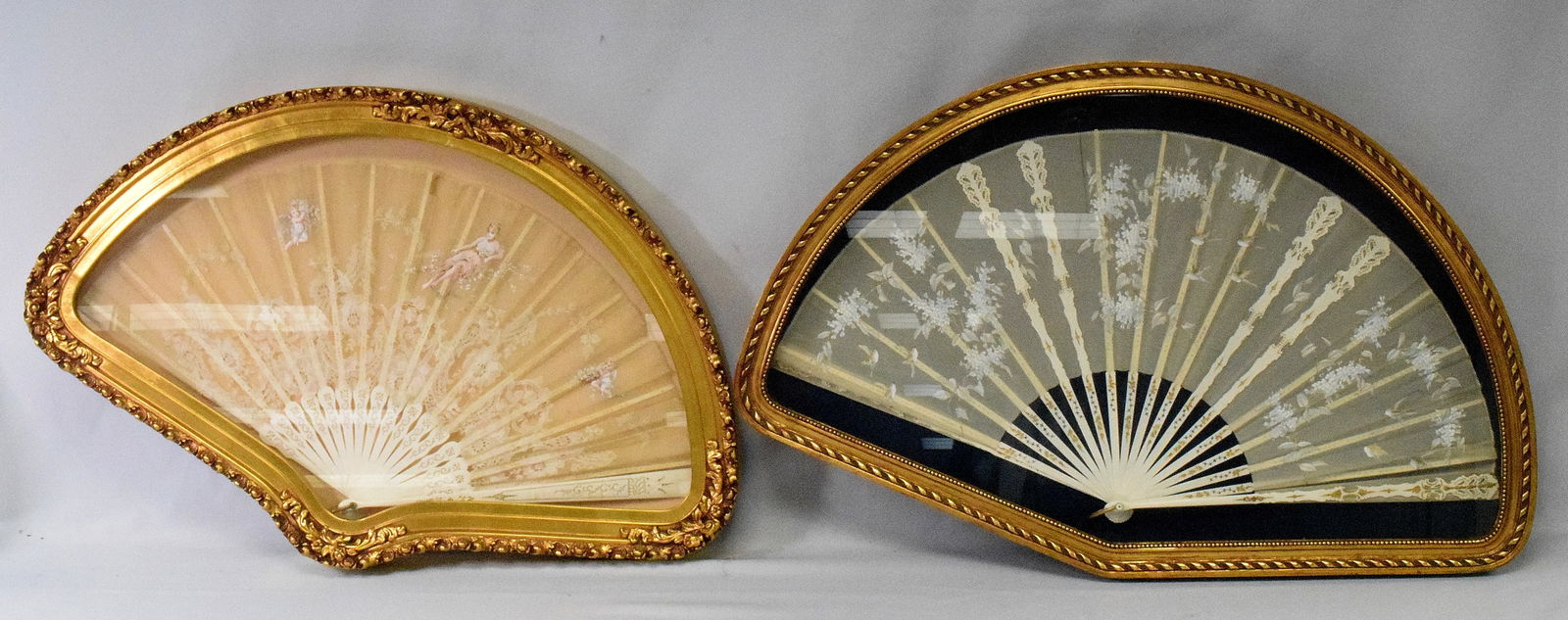 TWO ANTIQUE FRAMED SILK FANS (1 of 10)