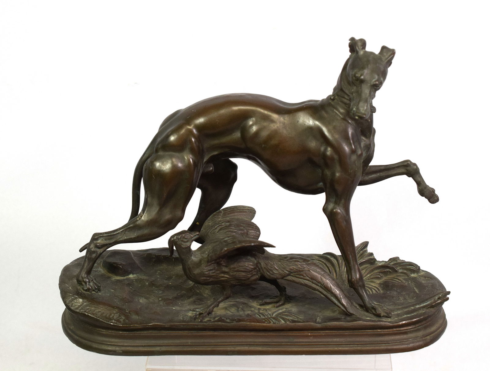 SIGNED JULES MOIGNIEZ BRONZE GREYHOUND & PHEASANT (1 of 5)