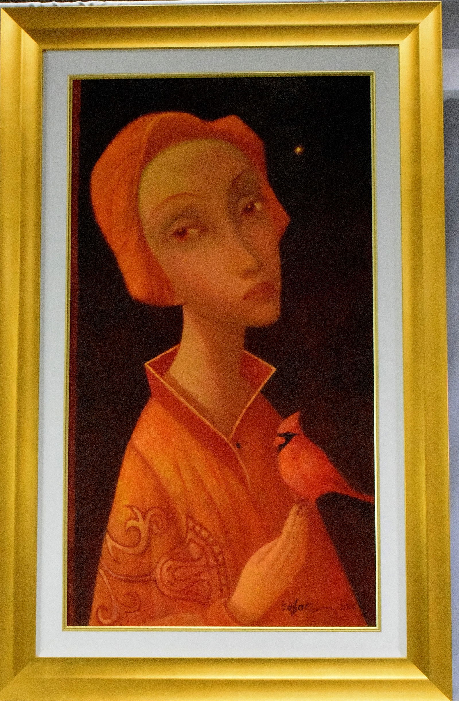 SASHA BASSARI "RED CARDINAL" OIL PAINTING (1 of 10)