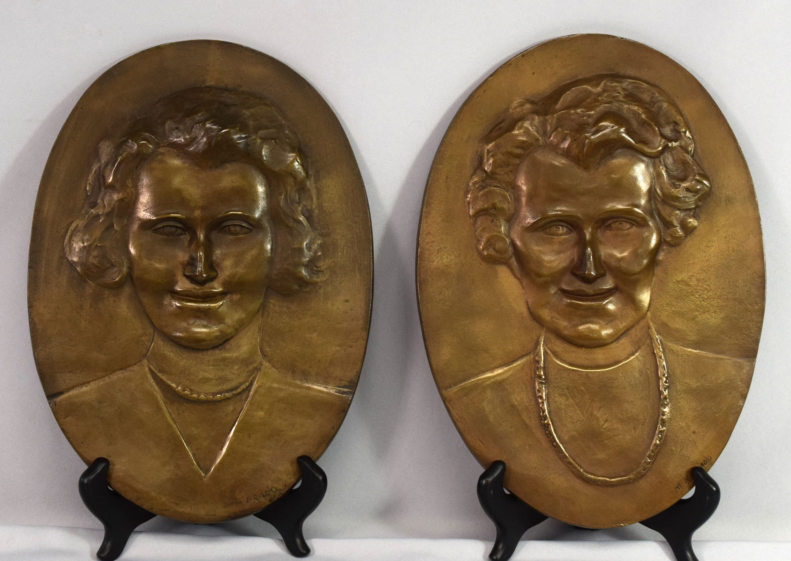 PAIR BRONZE PLAQUES ATTRIB MARINA NUNEZ DEL PRADO (1 of 5)
