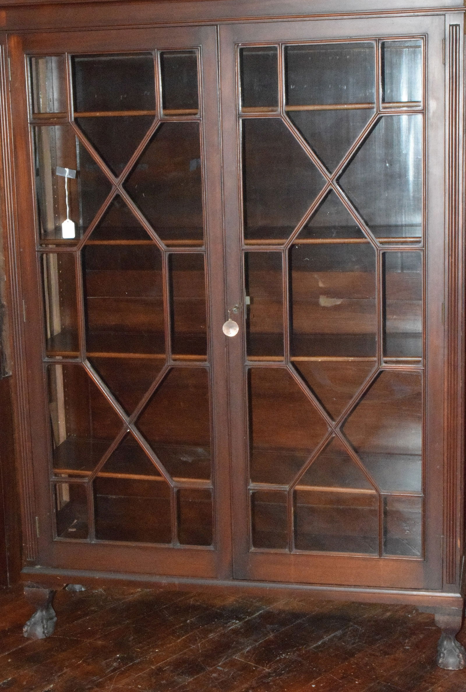 MAHOGANY DOUBLE DOOR BALL & CLAW FOOT BOOKCASE (1 of 4)