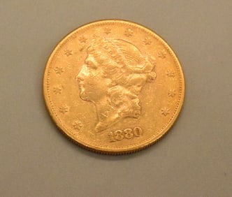 1880-s US GOLD DOUBLE EAGLE TWENTY DOLLAR COIN