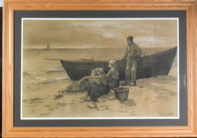 FRANCIS DAVIS MILLET CHARCOAL WATERCOLOR PAINTING