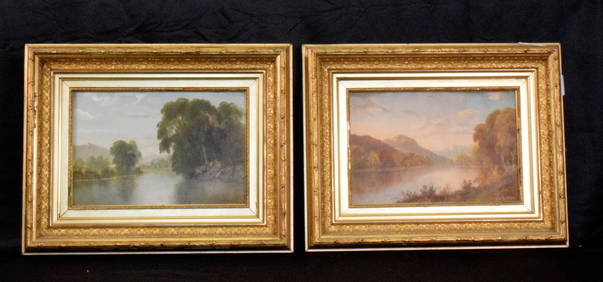 PAIR DANIEL CHARLES GROSE LANDSCAPE OIL PAINTINGS (1 of 8)