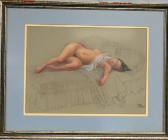 WOJCIECH WEISS NUDE PASTEL PAINTING