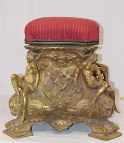REPURPOSED GAR GILT BRONZE BASE HAS STOOL