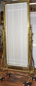DETAIL FIGURAL BRASS FRAME CHEVEL FLOOR MIRROR