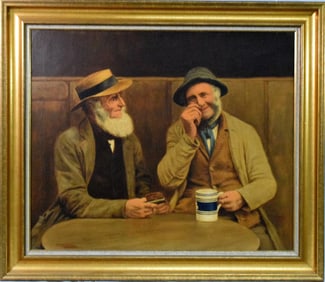 AMERICAN SCHOOL A PINCH OF SNUFF OIL PAINTING