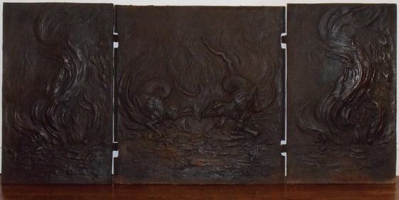 E T HARRIS DRAGON CAST IRON FIREPLACE FIREBACK