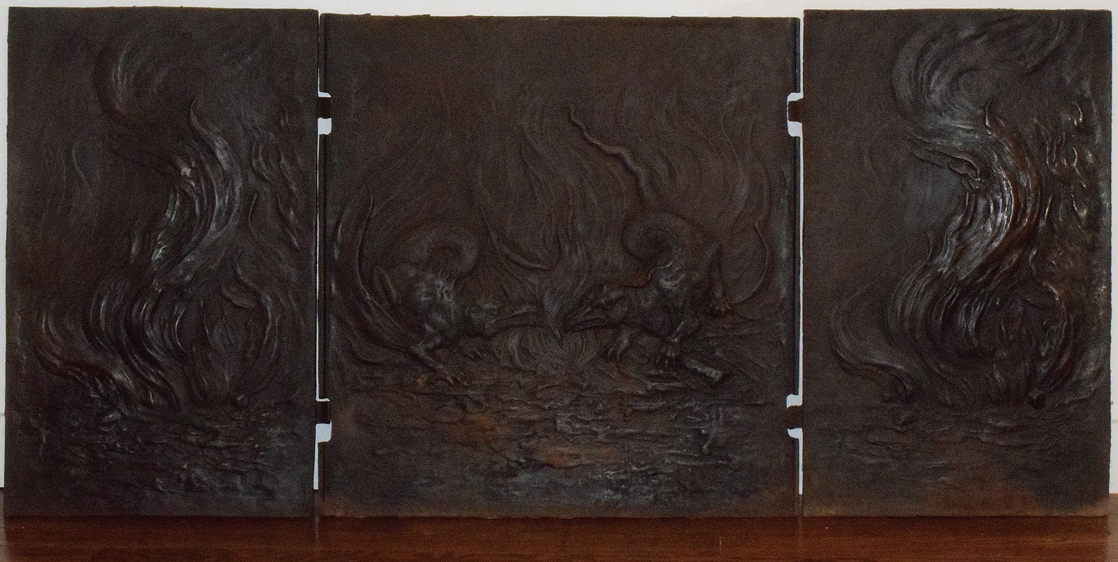 E T HARRIS DRAGON CAST IRON FIREPLACE FIREBACK (1 of 8)