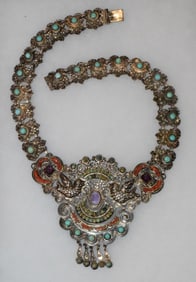 SIGNED MATL STERLING SILVER & GEM-SET NECKLACE