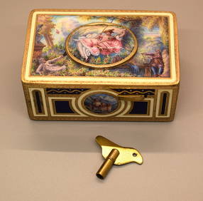 GERMAN ENAMEL & GILT SINGING BIRD AUTOMATON BOX (1 of 8)