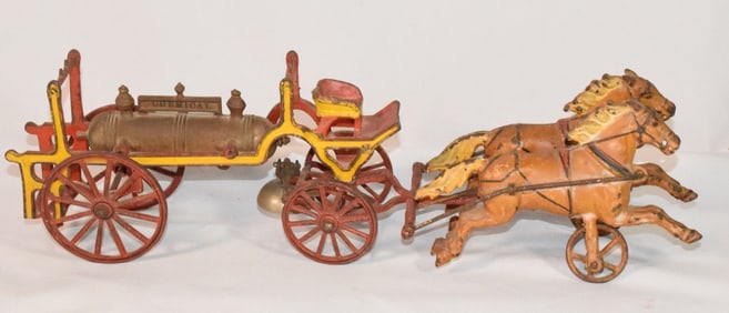 HARRIS HORSE DRAWN CHEMICAL FIREMAN WAGON TOY