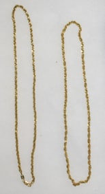 14K YELLOW GOLD ROPE DESIGN NECKLACES.