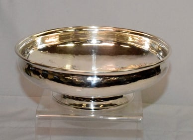 JAMES T WOOLEY HAND HAMMERED STERLING BOWL.