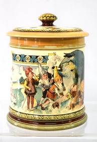 METTLACH DWARFS SMOKING & DRINKING TOBACCO JAR