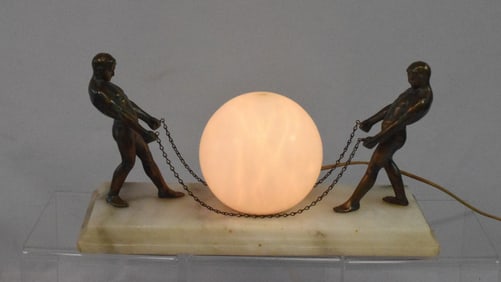 ART DECODOUBLE MALE ALABASTER TABLE LAMP
