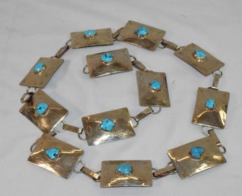 STERLING & TURQUOISE SOUTHWESTERN COUCHE BELT