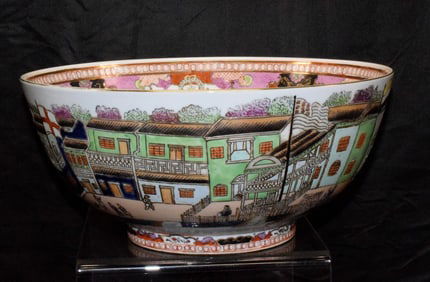 COMMEMORATIVE CHINESE EXPORT PORCELAIN PUNCH BOWL