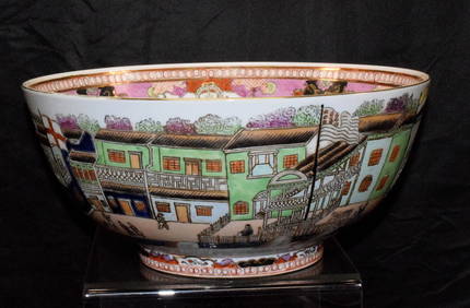 COMMEMORATIVE CHINESE EXPORT PORCELAIN PUNCH BOWL (1 of 15)