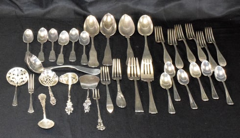 ASSEMBLED STERLING & COIN SILVER FLATWARE