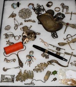ASSEMBLED STERLING & 14K GOLD JEWELRY & ETC