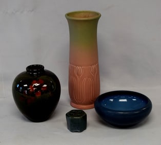 (4) ROOKWOOD, MARBLEHEAD, WELLER, SEG ART POTTERY