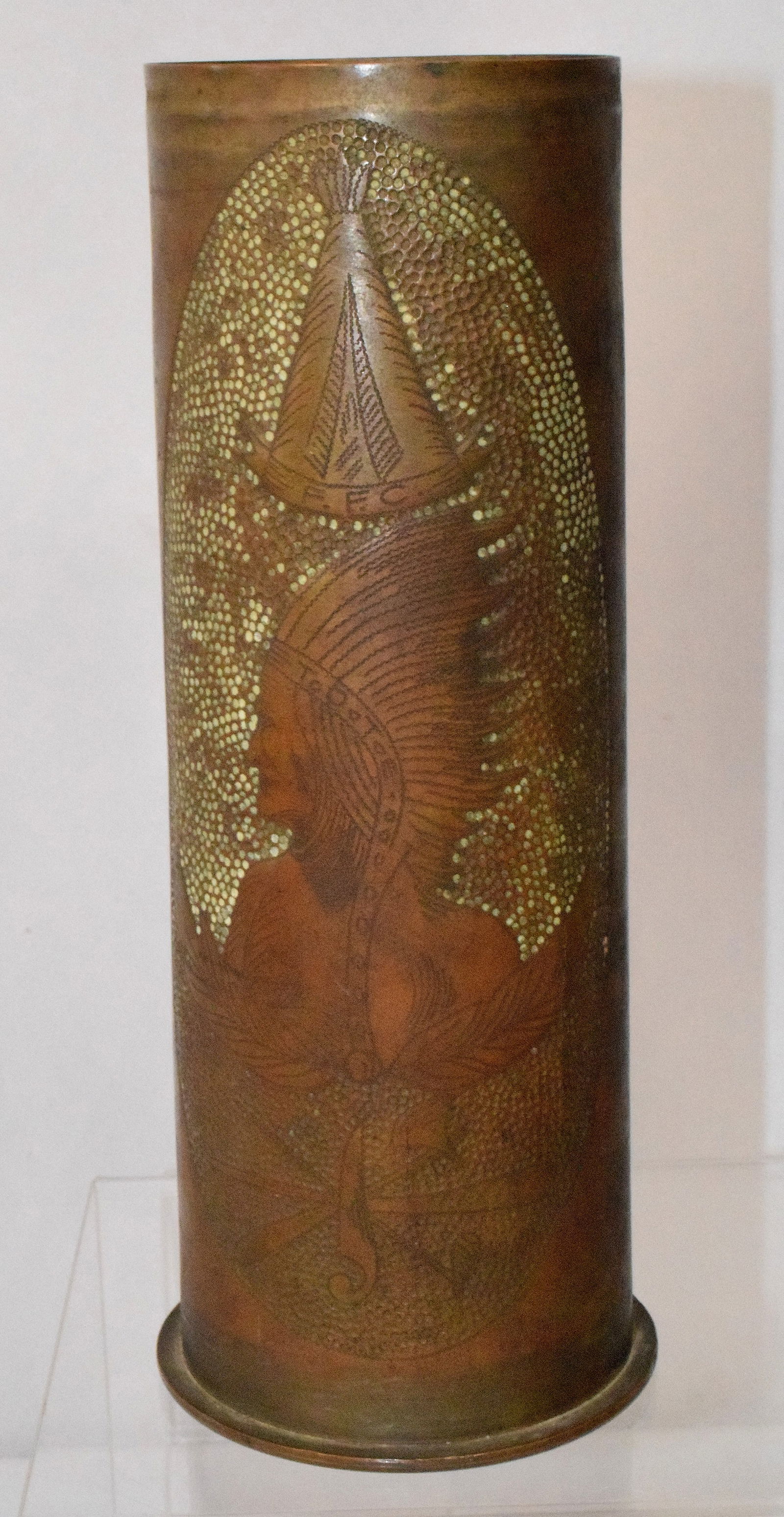 1917 GERMAN POW WW1 TRENCH ART BRASS SHELL (1 of 10)