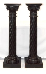 NEOCLASSICAL CORINTHIAN CARVED COLUMN PEDESTALS