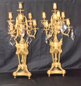 PAIR 19TH FRENCH BRONZE CANDELABRAS
