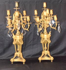 PAIR 19TH FRENCH BRONZE CANDELABRAS (1 of 11)