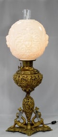 ATTRIB. BRADLEY & HUBBARD MERMAID BANQUET OIL LAMP