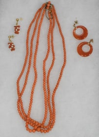 ASSEMBLED 14K CORAL & CARNELIAN JEWELRY