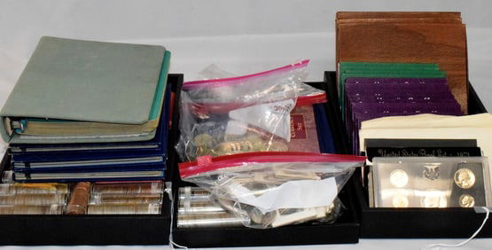 ASSEMBLED PROOF SETS, US PENNIES, NICKELS & ETC