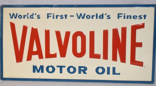 EMBOSSED VALVOLINE MOTOR OIL SIGN