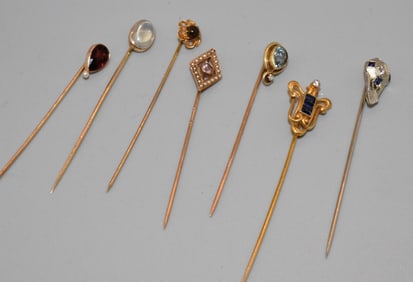 (7) GOLD ASSEMBLED ANTIQUE STICKPINS