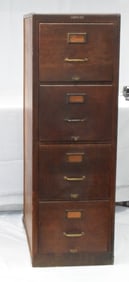 SHAW WALKER OAK 4 DRAWER OFFICE FILE CABINET