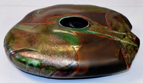 AMAZING & BIG SIGNED TONY EVANS RAKU POTTERY VASE