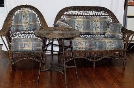 THREE PIECE PORCH WICKER SET