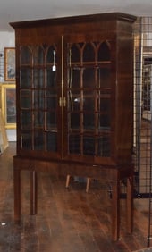 MAHOGANY CABINET ON STAND.