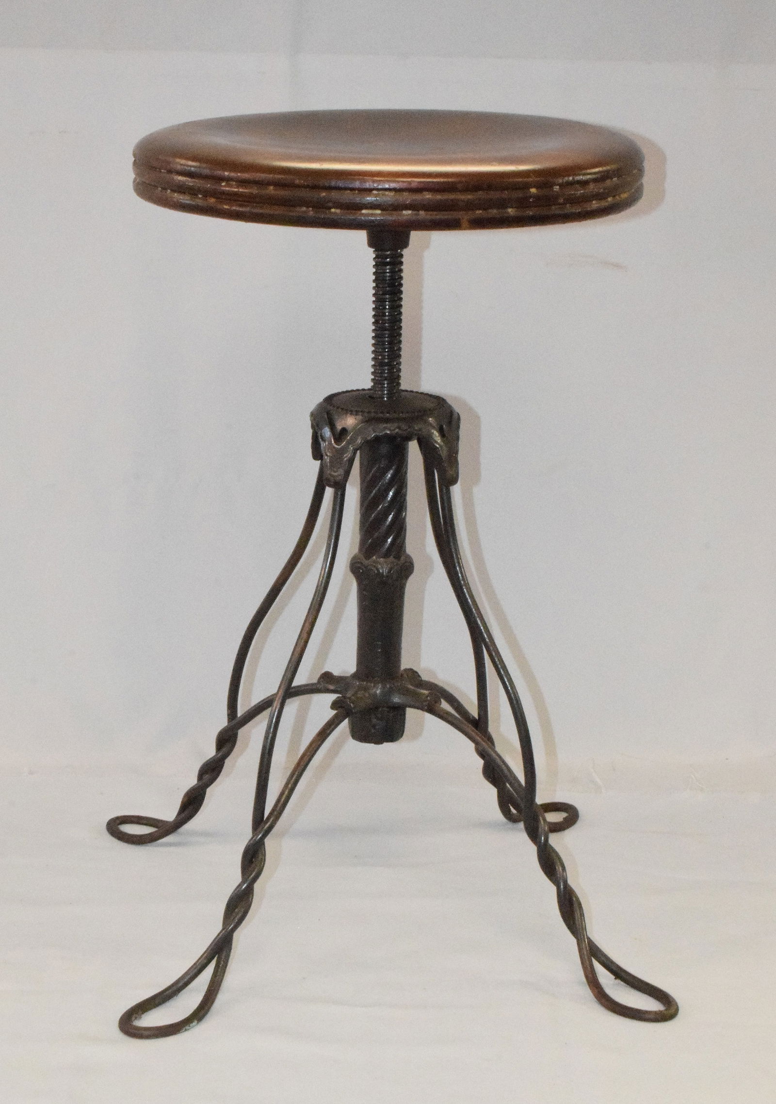 TONK WROUGHT IRON & WOOD PIANO STOOL (1 of 4)