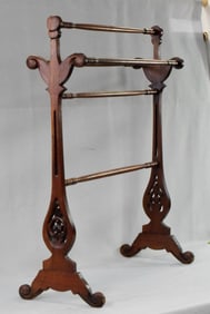 ANTIQUE MAHOGANY BATHROOM TOWEL RAIL