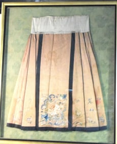 CHINESE FRAMED WEDDING EMBROIDERED SILK SKIRT