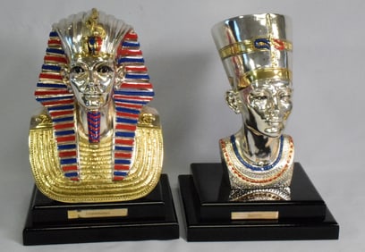 TUTANKHAMUN & NEFERTITI A. GIANNELLI 1991 BUSTS.
